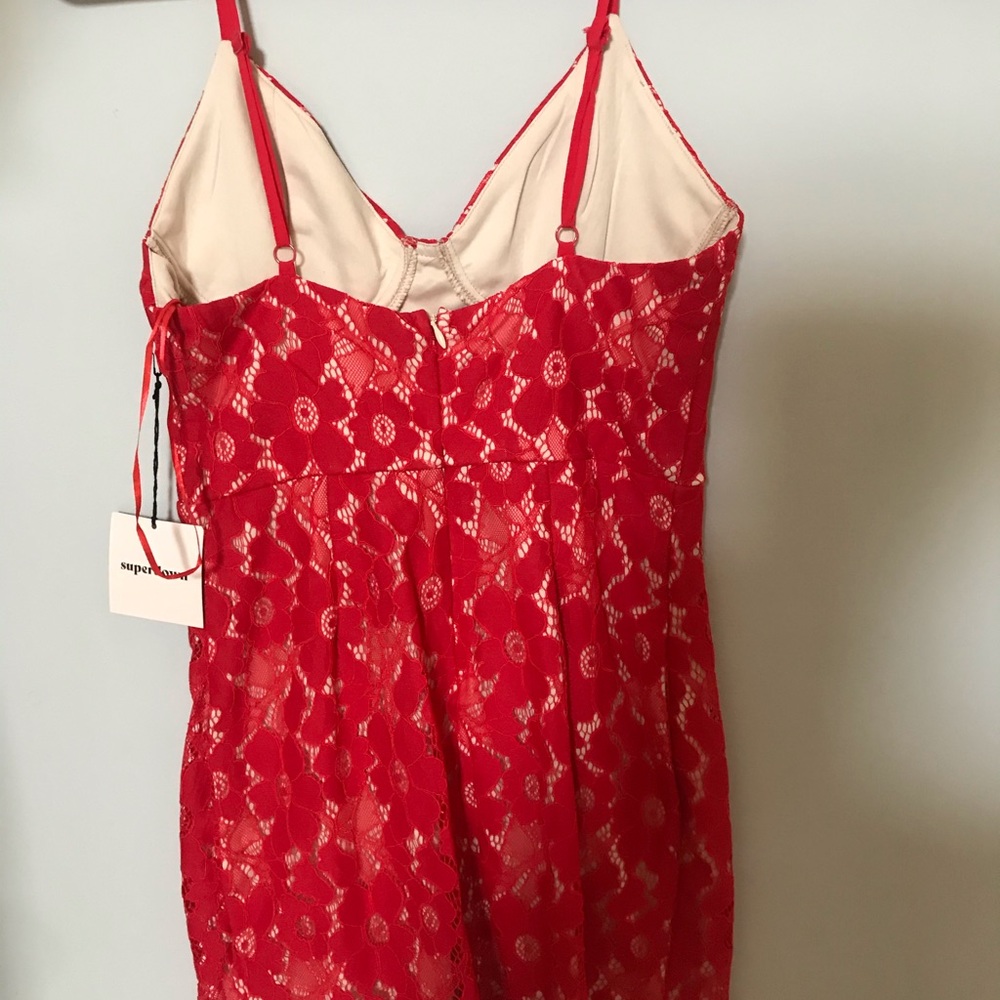 red lace mini dress brand new from revolve